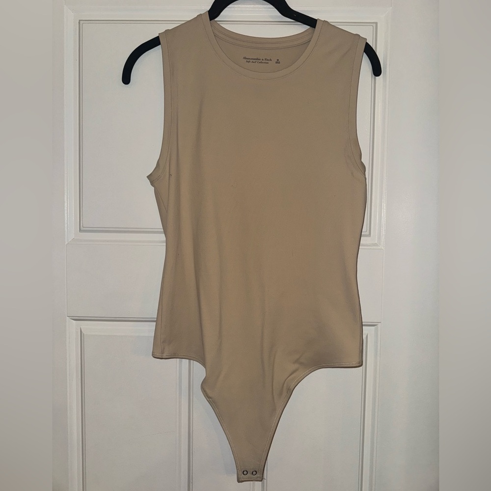 Abercrombie & Fitch Beige Sleeveless thong bodysuit